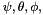 $\psi,\theta, \phi,$